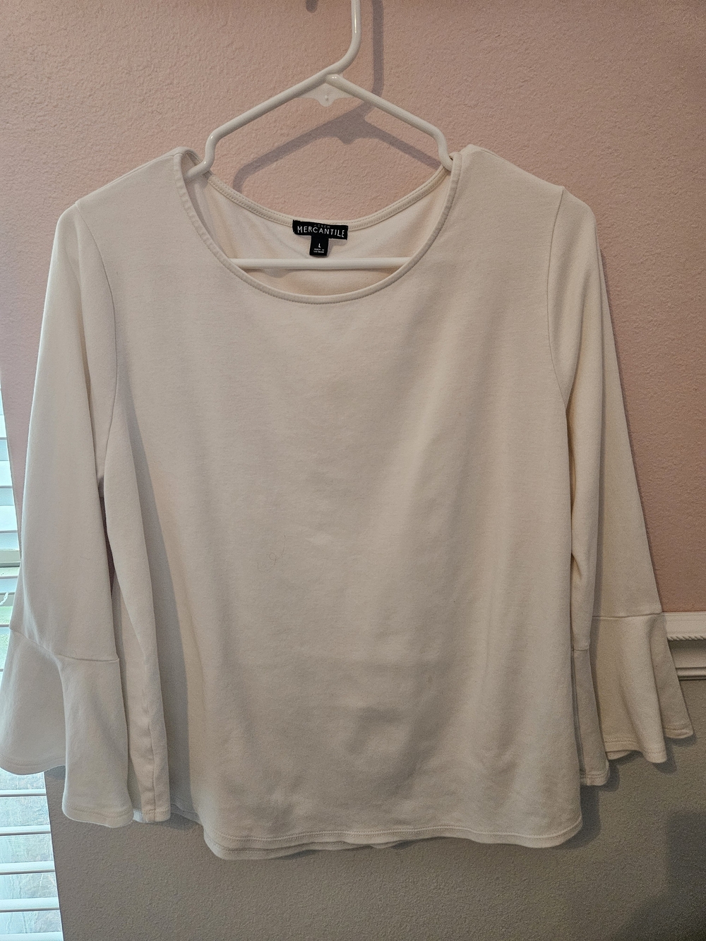 J Crew Mercantile Women’s Cream Scoop Neck Bell Sleeve Top